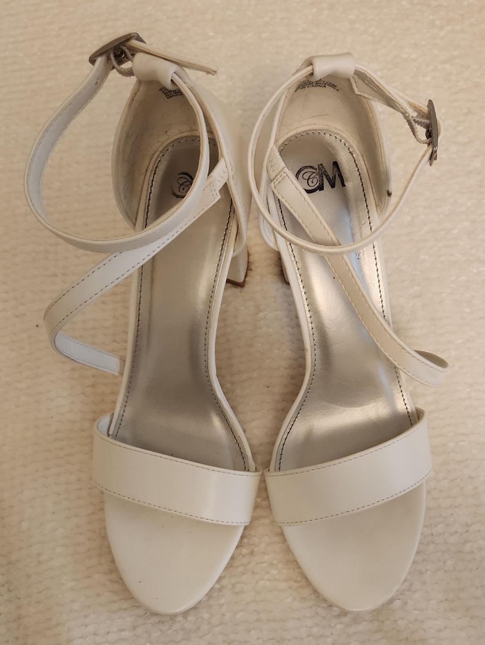 White Ankle-Strap Women’s Heeled Sandals